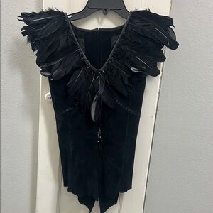 Elegant Black Feathered Women's Top
